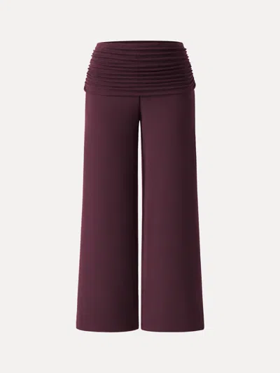 Oglmove Non-itchy Wool Blend Drapey Wide Leg Pull-on Pants With Pockets