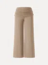 Oglmove Non-itchy Wool Blend Drapey Wide Leg Pull-on Pants With Pockets In Chamois