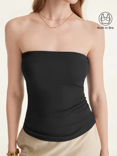Oglmove Non-slip Essential Tube Bra Top In Black