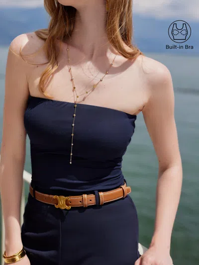 Oglmove Non-slip Essential Tube Bra Top In Blue