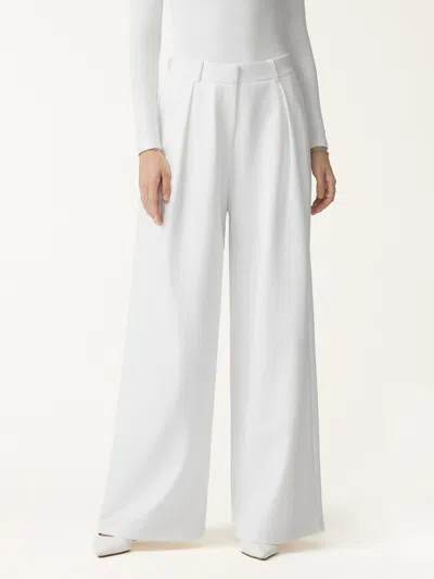 Oglmove Not-see-thru High-rise Wide-leg Pants With Pockets In White