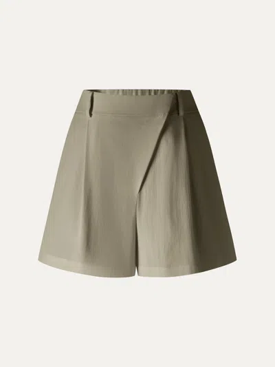 Oglmove Not-see-thru Linen-like A-line Shorts In Neutral