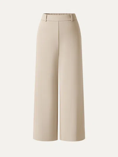 Oglmove Not-see-thru Mid Rise Cropped Wide Leg Pants With Pockets In Nude