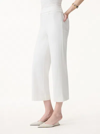 Oglmove Not-see-thru Mid Rise Cropped Wide Leg Pants With Pockets In White