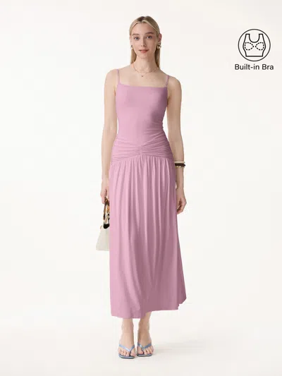 Oglmove Not-see-thru Spaghetti Maxi Bra Dress In Rose Mauve