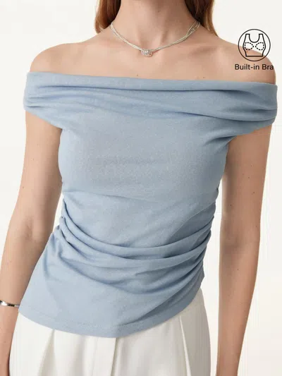 Oglmove Off Shoulder Cotton-linen Gathered New Airy Bra Tank