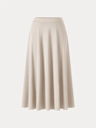 Oglmove Office Staple Ponte High-rise Circle Midi Skirt With Pockets In Beige