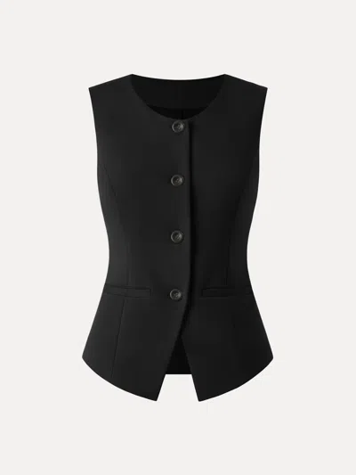 Oglmove Office Staple Waistcoat With Pockets In Black