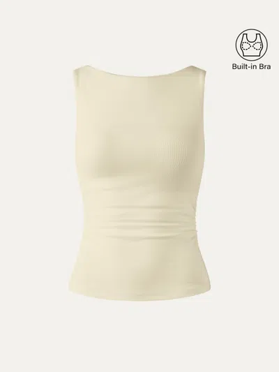 Oglmove Open Back Bra Tank In Butter Cream