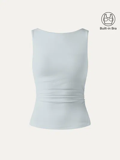 Oglmove Open Back Bra Tank In Foam Blue