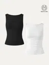 Oglmove Open Back Bra Tank In White/black