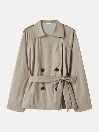 Oglmove Packable Water-repellent Peak Collar Trench Jacket With Pockets In Rock Thunder Grey