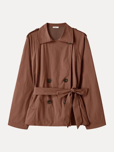 Oglmove Packable Water-repellent Peak Collar Trench Jacket With Pockets In Rust Burn Orange
