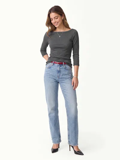 Oglmove Plantive® Boatneck 3/4 Sleeve Bra Top In Heather Carbon