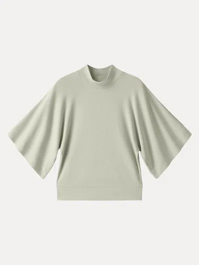 Oglmove Plantive Mockneck Batwing Short Sleeve Top In Green