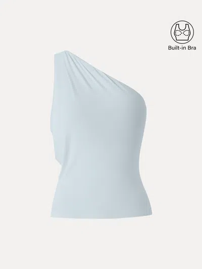 Oglmove Plantive One Shoulder Cropped Bra Top In Blue