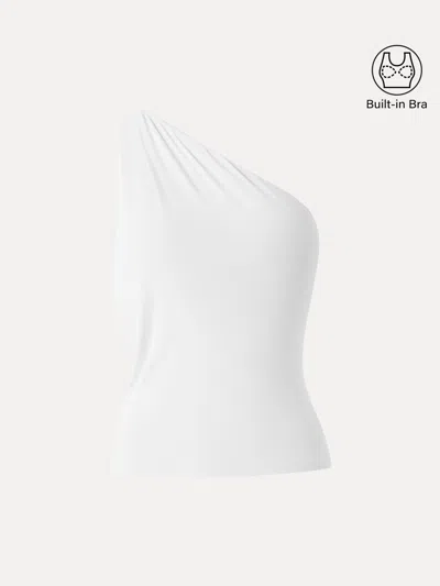 Oglmove Plantive One Shoulder Cropped Bra Top In White