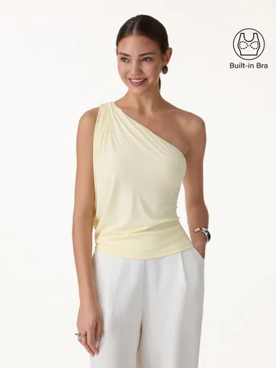 Oglmove Plantive One Shoulder Cropped Bra Top In Yellow