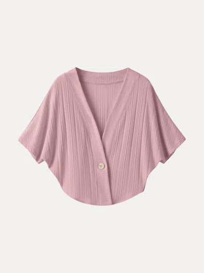 Oglmove Pointelle Kimono Cropped One-button Cardigan