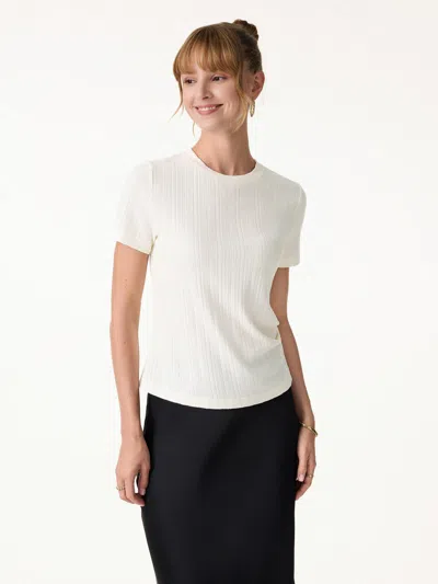 Oglmove Pointelle Tucked Short Sleeve Summer Tee