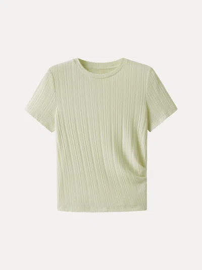 Oglmove Pointelle Tucked Short Sleeve Summer Tee