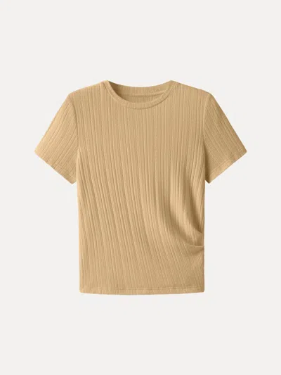 Oglmove Pointelle Tucked Short Sleeve Summer Tee