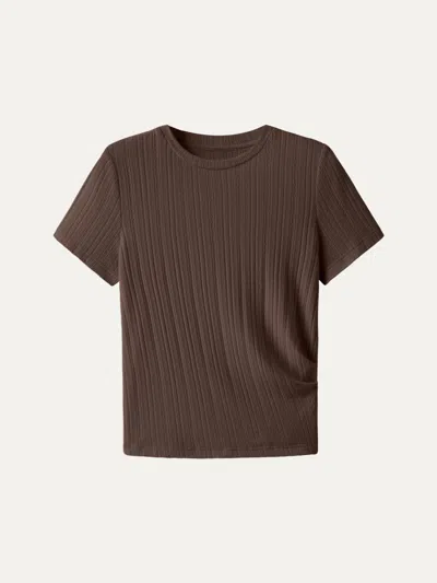 Oglmove Pointelle Tucked Short Sleeve Summer Tee