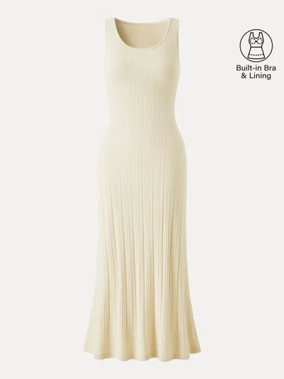 Oglmove Pointelle U-neck Maxi Bra Dress In Yellow