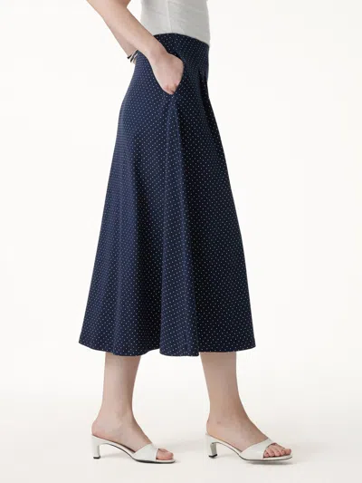 Oglmove Polka Dots Flared Midi Skirt With Pockets