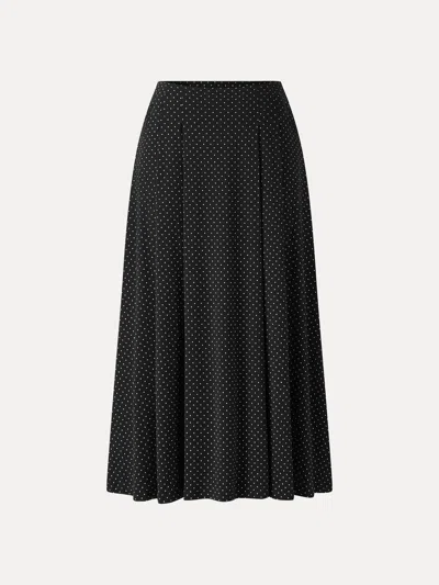 Oglmove Polka Dots Flared Midi Skirt With Pockets In Black