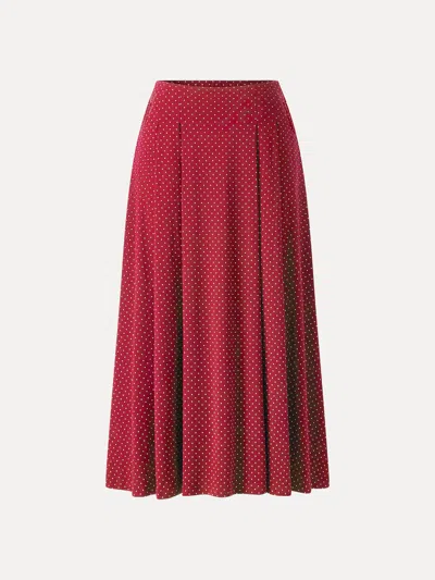 Oglmove Polka Dots Flared Midi Skirt With Pockets In Brown