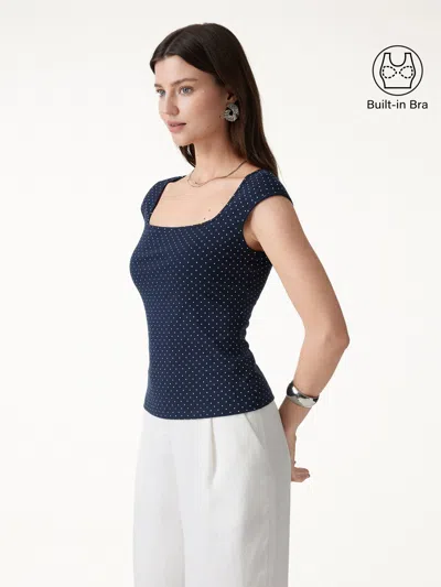 Oglmove Polka Dots Square Neck Bra Top In Multi
