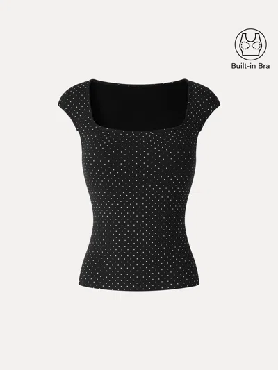 Oglmove Polka Dots Square Neck Bra Top In Multi