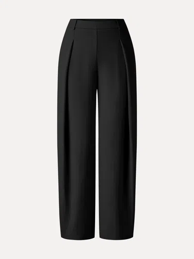 Oglmove Ponte High-rise Barrel Pants With Pockets In Black