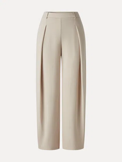Oglmove Ponte High-rise Barrel Pants With Pockets In Natural Calico Beige