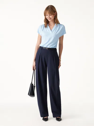 Oglmove Ponte High-rise Barrel Pants With Pockets In Smoky Navy