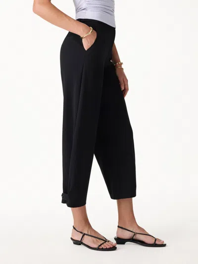 Oglmove Ponte High-rise Cropped Wide-leg Pants With Pockets In Black