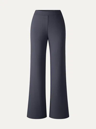 Oglmove Ponte High-rise Slim Flared Pants With Pockets In Deep Navy