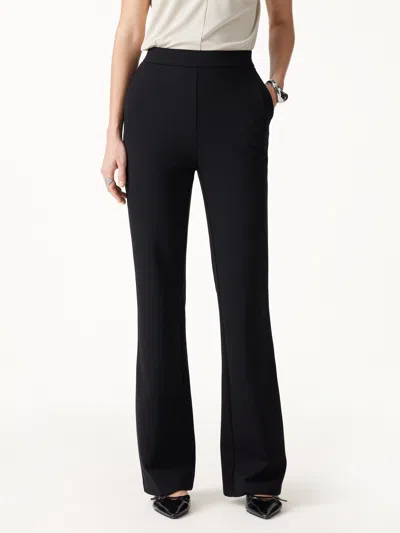 Oglmove Ponte High-rise Slim Flared Pants With Pockets In Pure Black