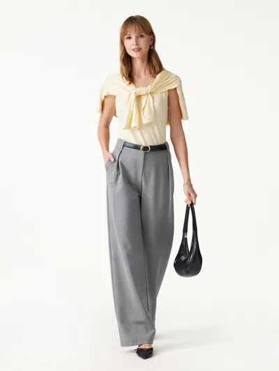 Oglmove Ponte High-rise Straight-leg Pants With Pockets In Heather Charcoal Grey
