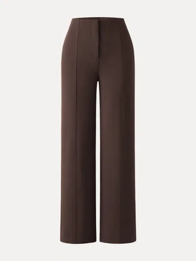 Oglmove Ponte High-rise Straight-leg Pants With Pockets In Hickory Brown