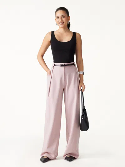 Oglmove Ponte High-rise Straight-leg Pants With Pockets In Misty Rose Pink