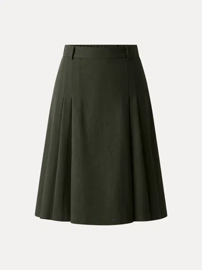 Oglmove Ponte High-rise Tucked Knee-length Skirt In Dark Olive Green