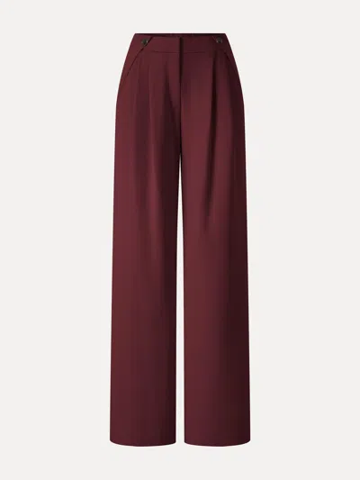Oglmove Ponte High-rise Wide-leg Gusset Pants With Pockets In Crimson Red