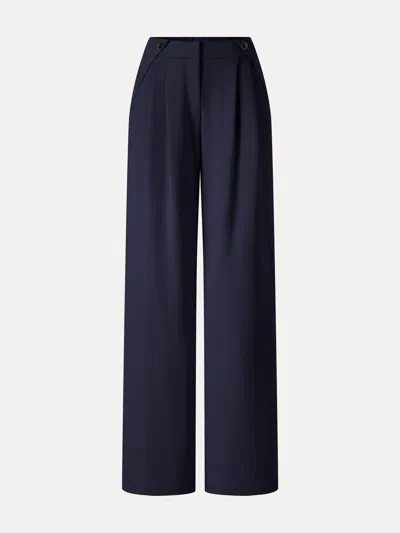 Oglmove Ponte High-rise Wide-leg Gusset Pants With Pockets In Navy