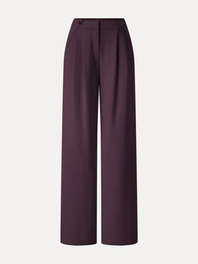 Oglmove Ponte High-rise Wide-leg Gusset Pants With Pockets In Plum Noir Purple