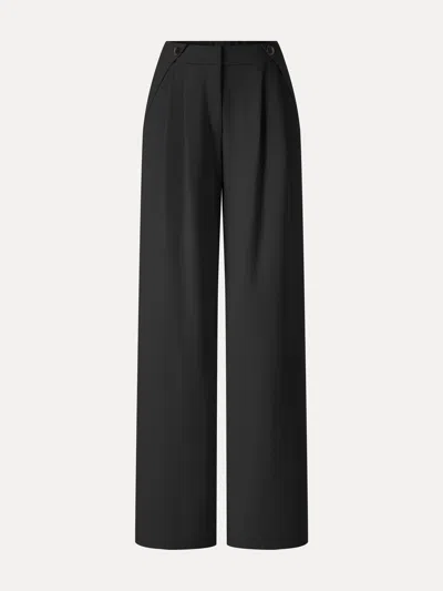 Oglmove Ponte High-rise Wide-leg Gusset Pants With Pockets In Pure Black