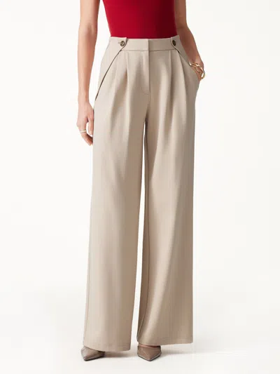 Oglmove Ponte High-rise Wide-leg Gusset Pants With Pockets In Skin Beige