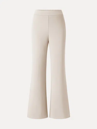 Oglmove Ponte High-rise Wide-leg Pants With Pockets In Beige