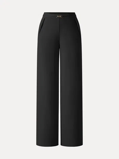 Oglmove Ponte High-rise Wide-leg Pants With Pockets In Black